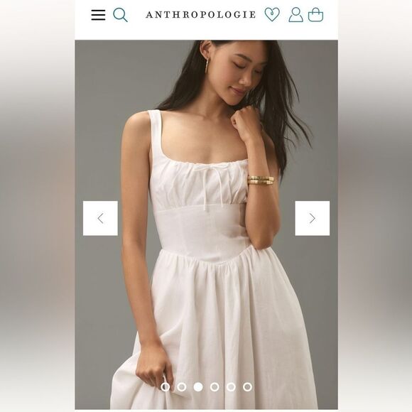 Reformation Balia White Linen Midi Dress size 6 Anthropologie - Picture 2 of 5